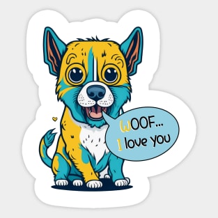 Woof I Love You Sticker